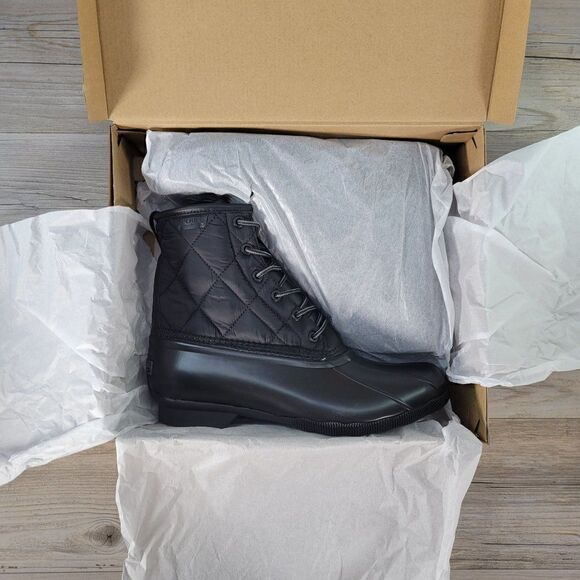 Sperry Black Saltwater Duck Boots Sz 8.5 - Picture 6 of 9